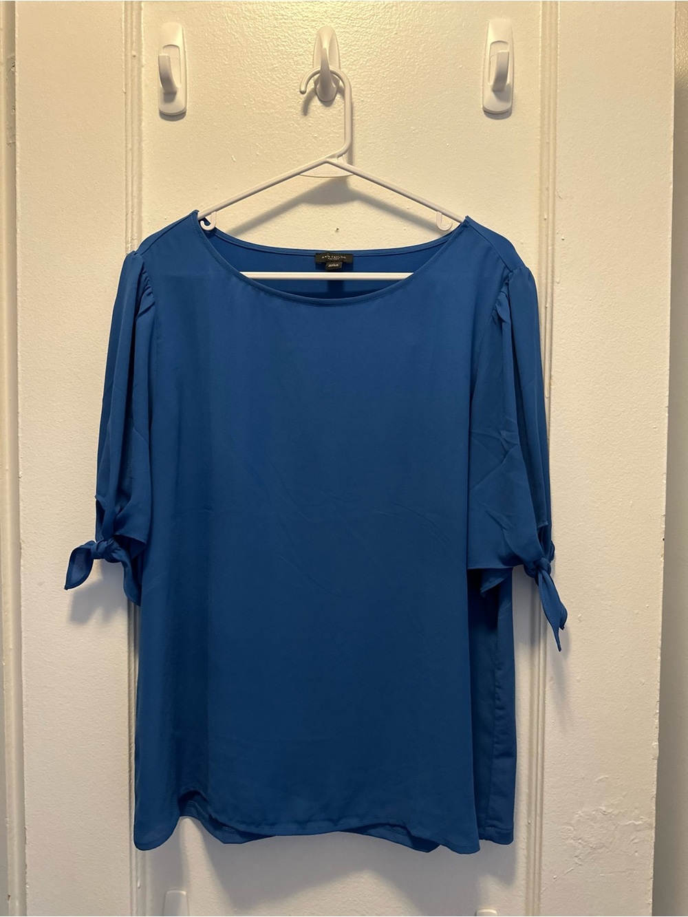 Ann Taylor Royal Blue Tie-Sleeve Blouse